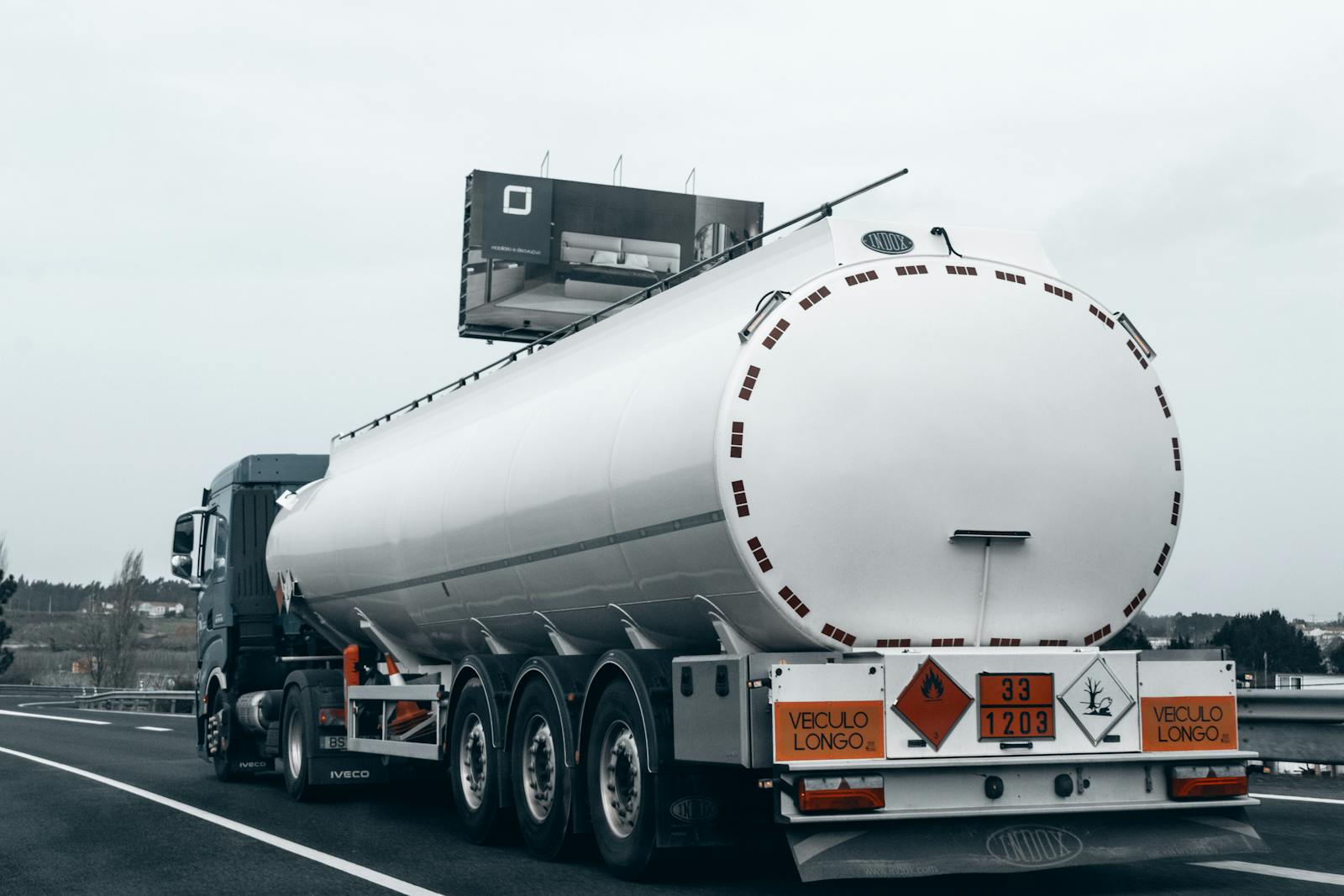 Professional fuel tanker truck on highway